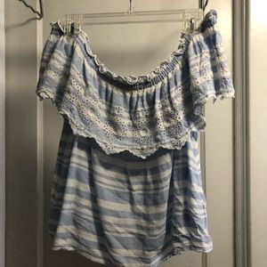 Off shoulder striped shirt